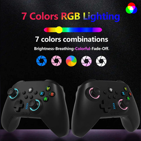 Ultimate Wireless Game Controller With Hall Effect Joysticks, 1000Hz Polling, RGB lighting features shown on a black background