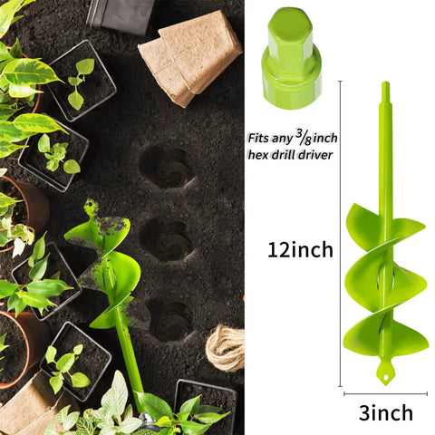 3x12 Inch Garden Auger Drill Bit With Solid Shaft And Thickened Spirals For Fast Pro Grade Heavy Duty Digging In All Soils Ideal For Planting Landscaping And Rapid Soil Transfer To Edge
