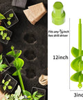 Garden Auger Drill Bit Set For Planting And Soil Prep Solid Core Spiral Hole Auger, 3x12 inch, shown with pots and soil