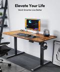 Electric Height Adjustable Standing Desk 48 By 24 Inches Sit Stand Computer Desk For Home Office Rustic Brown With Monitor