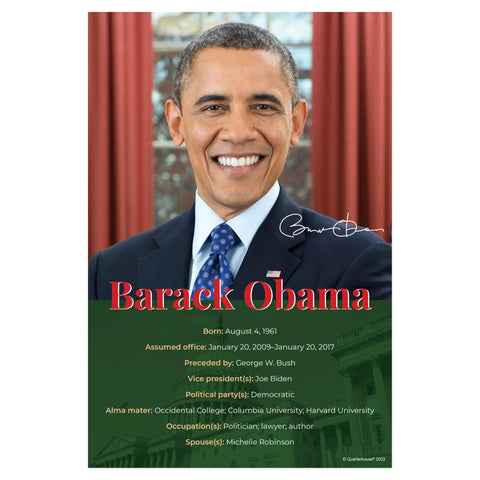 Five Poster Set Of American Presidents For Classrooms Featuring Biden Trump Obama Bush Clinton, Each 12 By 18 Inches, Satin Finish