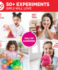 Girls Science Kit For Ages Four To Eight With Over 50 Experiments STEM Toy For Learning And Discovery Easter And Birthday Gift Idea Educational Projects That Spark Problem Solving, girls using kit