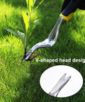 Durable 11.4 Inch Weed Puller Tool for Easy Hand Weeding in Garden and Lawn, aluminum alloy rust-resistant body, V-shaped head