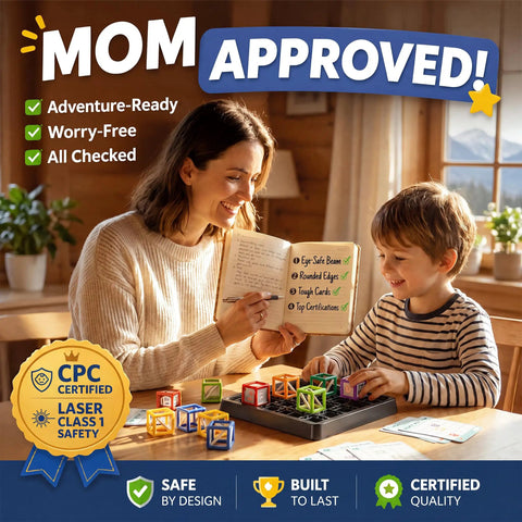 Laser Maze Reasoning Game For Kids Aged 8 To 13, Totally Hands On STEM Toy With Optics, Mirrors And Light Paths, Build Refraction Skills And Boost Spatial Imagination, Classic Edition For Curious Boys. Mom and child with safety certificate.