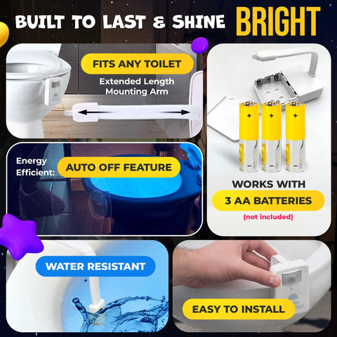 Motion Sensor Toilet Night Light With Color Changing Led Dimmer For Safe Midnight Visits And Potty Training No More Fumbling In The Dark Funny Gag Gift For Men Women Dad Mom And All Bathroom Enthusiasts, with features like auto-off, water resistance, and easy installation.