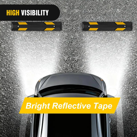 36 Inch Parking Curb 2 Pack Heavy Duty Rubber Garage Parking Stop Blocks For Cars SUVs And Trucks With Reflective Stripes