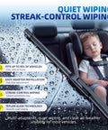 Deadly Smooth 22 Inch Windshield Wiper Blades 2 Pack All Weather Flexible Rubber Coated Wipers on car window with rain droplets.