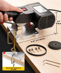 Mini Miter Cut Off Chop Saw For Metal And Wood Crafts, 0 To 45 Degree Miter, 6000 RPM High Speed, installed on table for precise cutting