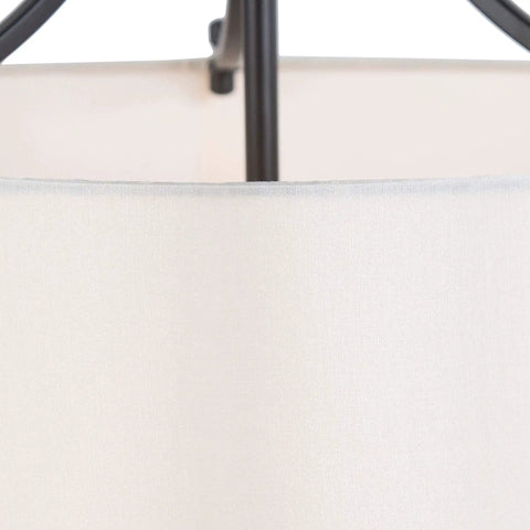 Close-up of linen shade on Totally Chic Modern Farmhouse Drum Chandelier With Linen Fabric Shades For Dining Room And Kitchen Island