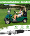 A woman driving a green golf cart with displayed Beefed-Up Steering Gear Box Assembly For EZGO TXT Golf Cart 2001 And Up