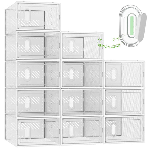 Stackable Clear Shoe Storage Boxes Game Changer For Modern Closet Organization Keep Your Kicks Looking Fresh While Taming Messy Floors With This Durable Plastic Organizer That Straight Up Saves Your Space
