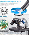 Monocular rotatable head of 40X-1000X Dual Light All-Metal Microscope Kit For Students And Kids With Slides And Microscope Book