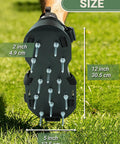 Easy Gripping Lawn Aerator Shoes With Dual Straps No Installation Required One Size Fits All shown with size dimensions