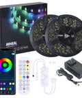 All In One 65.6Ft RGB LED Strip Lights Kit With UL Power Supply And IR Remote For Under Cabinet use, including two reels and accessories
