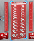 Nut And Bolt Thread Checker Kit With Magnetic Base Pro Grade, 28 Standard And 28 Metric Gauges