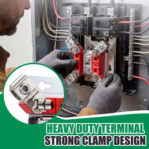No Nonsense 200 Amp Single Phase Meter Socket Terminal Block Replacement Kit installation showing strong clamps and wiring.