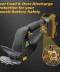 2-In-1 Cordless Hedge Trimmer And Grass Shear Tool with battery protection chip detail highlighted against a black background
