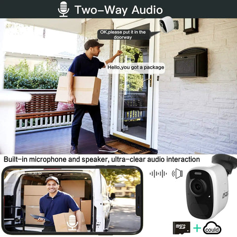 Wireless Outdoor Security Camera With Magnetic Mount And Battery Power, 2K Color Night Vision, Weatherproof, AI Motion Detection, Two Way Audio, Spotlight And Alarm, SD Or Cloud Storage, Long Battery Life