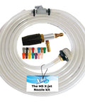 Coiled hose with nozzle and color-coded connectors from the M5 13 Variable Pressure Wash Kit With Adjustable Long Range External Injection Nozzle
