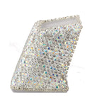 Blinged Out Business Card Holder Stand For Desk And Office with Crystal Rhinestones and White Glitter Display