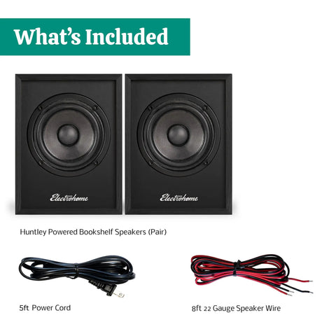 Powered Bookshelf Speakers With Built-In Amplifier And 3-Inch Drivers For Turntables, TV, PC, And Wireless Music Streaming Bluetooth 5, RCA, And Aux Dope, Warm, Versatile Home Audio System, shown with cables