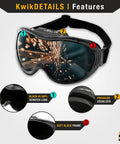 PIT VIPER Shade 5 Welding Goggles With Anti Fog Anti Scratch Lenses, Snug Fit, Infrared Protection, Detail Features Displayed