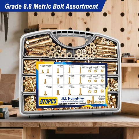 Tough As Nails 1425Pcs Grade 8.8 Metric Bolt And Nut Assortment Kit Featuring Zinc Plated Steel for heavy machinery and weekend projects.