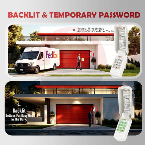 Wireless Overhead Door Opener Keypad For OKP BX Compatible with backlit keypad shown outside garage