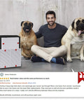 Man seated with two large dogs beside Beefed Up Replacement Filter Pack For Honeywell HPA Series Air Purifiers.