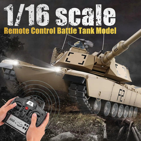 US M1A2 Abrams RC Tank One Sixteenth Scale HengLong 2 4GHz Remote Control Vehicle in action with realistic sound and lights