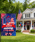250th Anniversary USA Garden Flag Outdoor Patriotic Yard Flag 1776-2026 Commemorative Fireworks Design by a decorated house