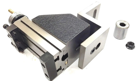 Vertical Milling Slide For Small Bench Lathes Mounted On Cast Iron Z Type Angle Plate with Adjustable Vise Jaws and Precision Travel