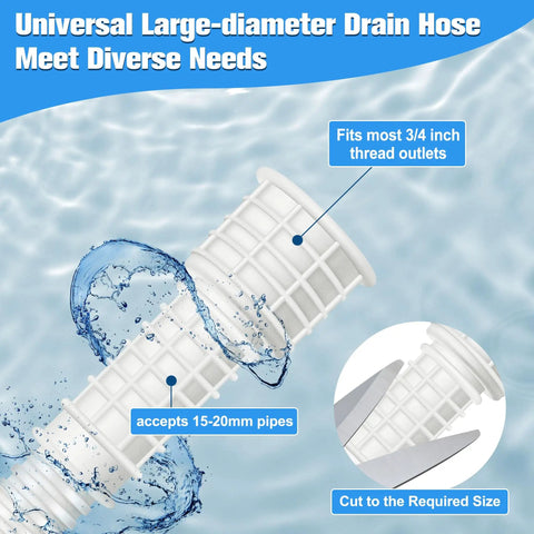 13 Foot Universal Dehumidifier Drain Hose With Cuttable Rubber Adapter And Clamp For No Fuss Easy Install Three Quarter Inch FHT