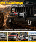 Zehuax 3000LBS 12V DC Electric Winch With Waterproof Steel Cable mounted on ATV for off-road recovery and towing.