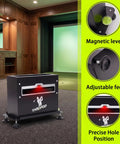 Rugged Protective Case With Built In Level For Launch Monitors Like SkyTrak Plus, Metal Shield, And Four Adjustable Feet in golf room