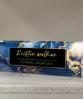 Personalized Acrylic Desk Plate With Your Name In Blue Coast Finish Custom Desk Nameplate For Office Decor