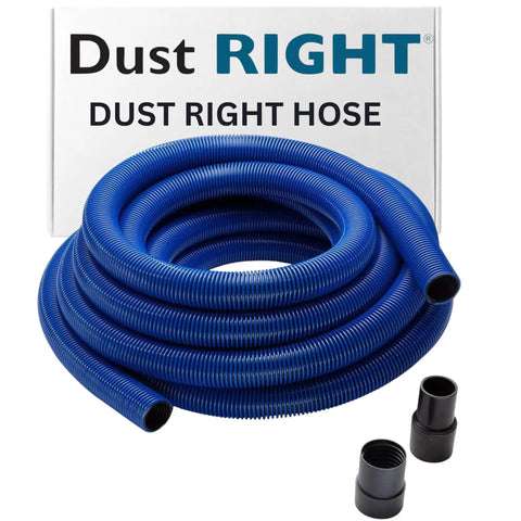 40 Foot Heavy Duty Shop Vacuum Hose With Helix Design And Swiveling Ports To Prevent Twisting Polymer Dust Collection For Woodworking And General Shop Cleanup coiled and displayed with connectors