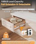 Heavy Duty Full Extension Side Mount Drawer Slides 22 Inch Soft Close Cabinet Runners With Brackets showing full extension with pots.