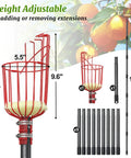 Long Reach 13 Foot Fruit Picker With Basket And Adjustable Stainless Steel Pole Grabber Tool for apples and oranges