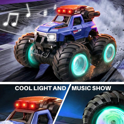 1 18 Scale RC Monster Truck For Kids With 4WD Drive Music Mist Spray And LED Lights Dope 360 Spin Stunts And Stand Up Driving