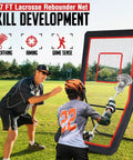 4x7Ft Backyard Lacrosse Rebounder With 5 Angles And Target Strip For Multi Sport Practice Built For Lacrosse Volleyball Baseball Softball Tennis And Soccer Great For Pro Level Drills And Real Game Like Rebounds in use
