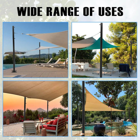 Two Nine Point Five Foot Outdoor Shade Sail Pole Kit With Concrete Brackets Beefy Heavy Duty Metal Posts 2025 Upgraded Anti Bend Frame Tool Free Detachable Assembly Perfect For Patio Garden Deck Backyard And Play Areas