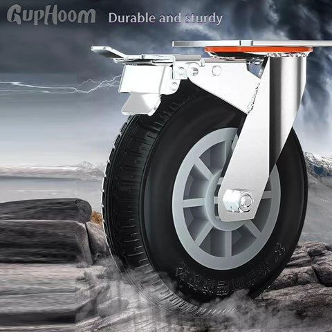 3 Inch Heavy Duty Rubber Swivel Caster Wheels Non Marking Quiet Roll With Anti Skid 360 Degree Ball Bearing Steel Yoke