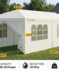 10x20 Ft Party Tent Canopy With Six Removable Sidewalls, Waterproof Outdoor Shelter For Backyard Patio Weddings And BBQs