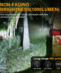 Rechargeable Spotlight Flashlight With 2 Million Lumen LED IP67 Waterproof shining light on palm trees at night