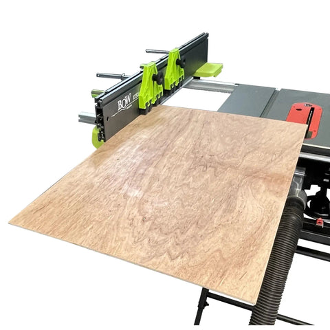 Versatile 36-Inch XT XTENDER Table Saw Fence System - 5-Inch Tall Design shown in use with plywood on table saw