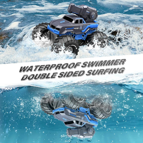Three In One RC Monster Truck Boat With Water Gun Four Wheel Drive Remote Control Car For Land And Water swimming