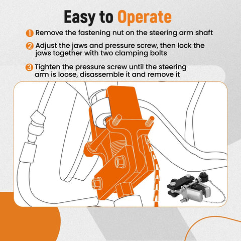Easy to operate Badass Knuckle Buster Pitman Arm Puller with adjustable jaws for light trucks, demonstrating adjustment steps.