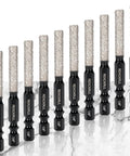Ten Pack One Quarter Inch Diamond Drill Bits Set With One Quarter Inch Hex Shank Core Bits 2 In 1 Diamond Grit visible