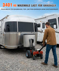 Heavy Duty Electric Trailer Dolly 7500 Lbs Max Capacity With Powerful 800W Motor And 48V Lithium Battery includes dual hitch balls in use.